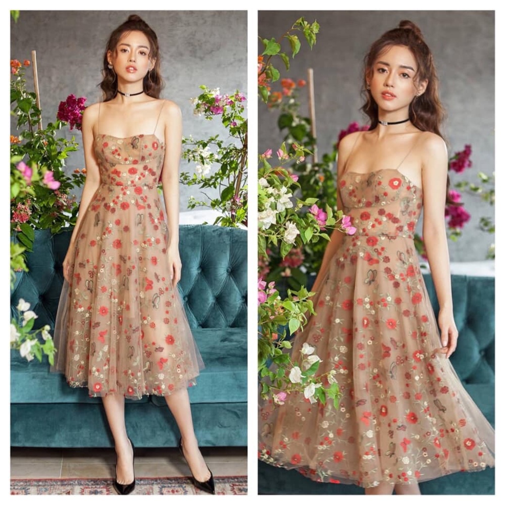 Midi Floral Evening Dress